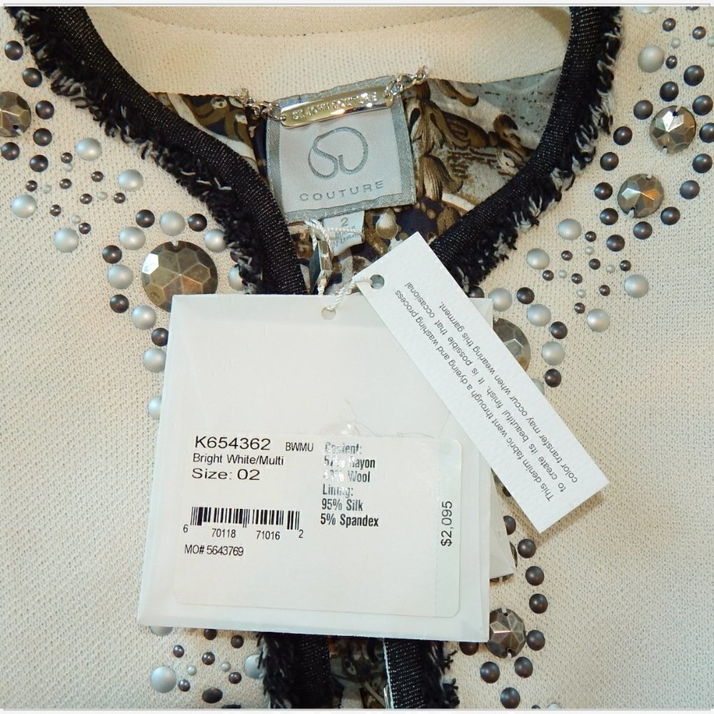 St. John Jacket Couture White Studded Embellished Fringe Blazer $2095 NWT New 2 - Picture 6 of 6